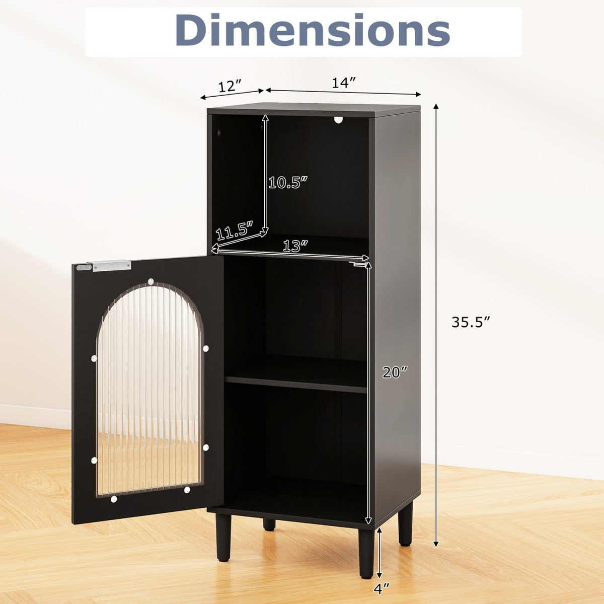 Bathroom Floor Cabinet - Wood Storage Organizer White 35.5"-Floor Cabinets-DECOROLALA