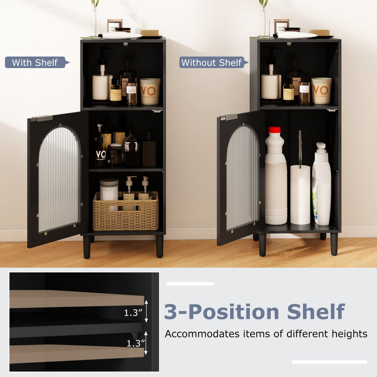 Bathroom Floor Cabinet - Wood Storage Organizer White 35.5"-Floor Cabinets-DECOROLALA