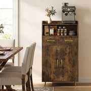 Bathroom Floor Cabinet with 2 Drawers & Doors - Rustic Brown-Floor Cabinets-DECOROLALA