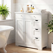 Bathroom Floor Cabinet with 4 Drawers & 2 Doors - White 32" H-Floor Cabinets-DECOROLALA