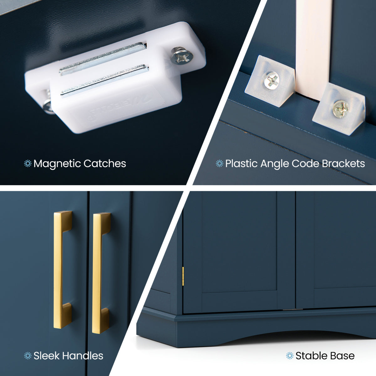 Bathroom Floor Storage Cabinet - Blue 2-Door Adjustable Shelf-Floor Cabinets-DECOROLALA
