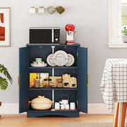 Bathroom Floor Storage Cabinet - Blue 2-Door Adjustable Shelf-Floor Cabinets-DECOROLALA
