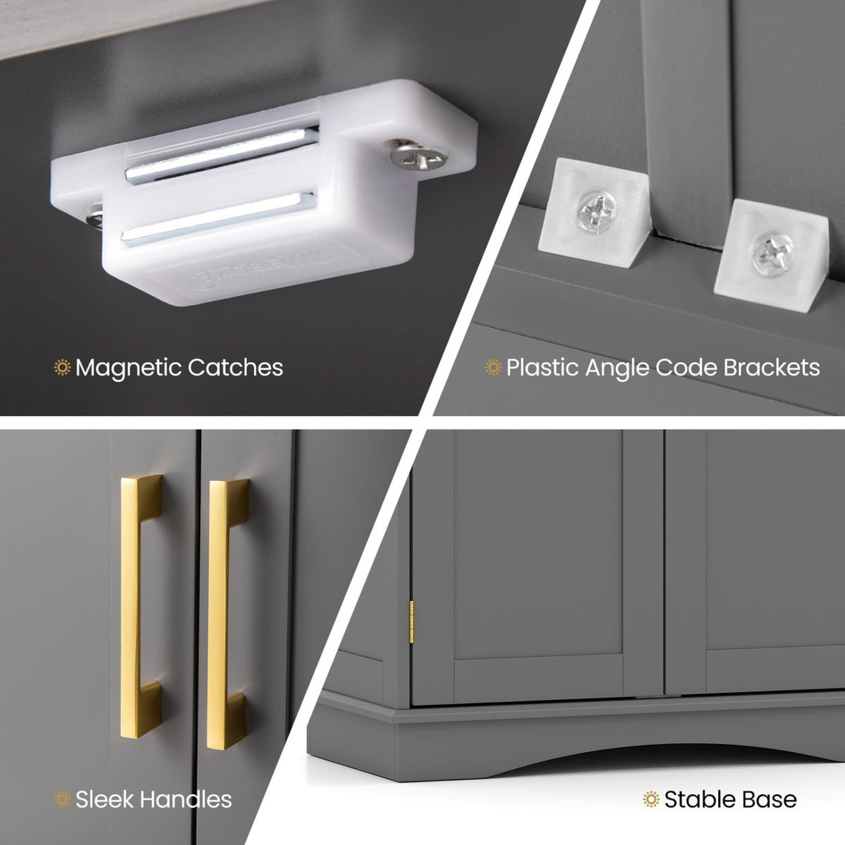 Bathroom Floor Storage Cabinet - Gray 2-Door Adjustable Shelf-Floor Cabinets-DECOROLALA