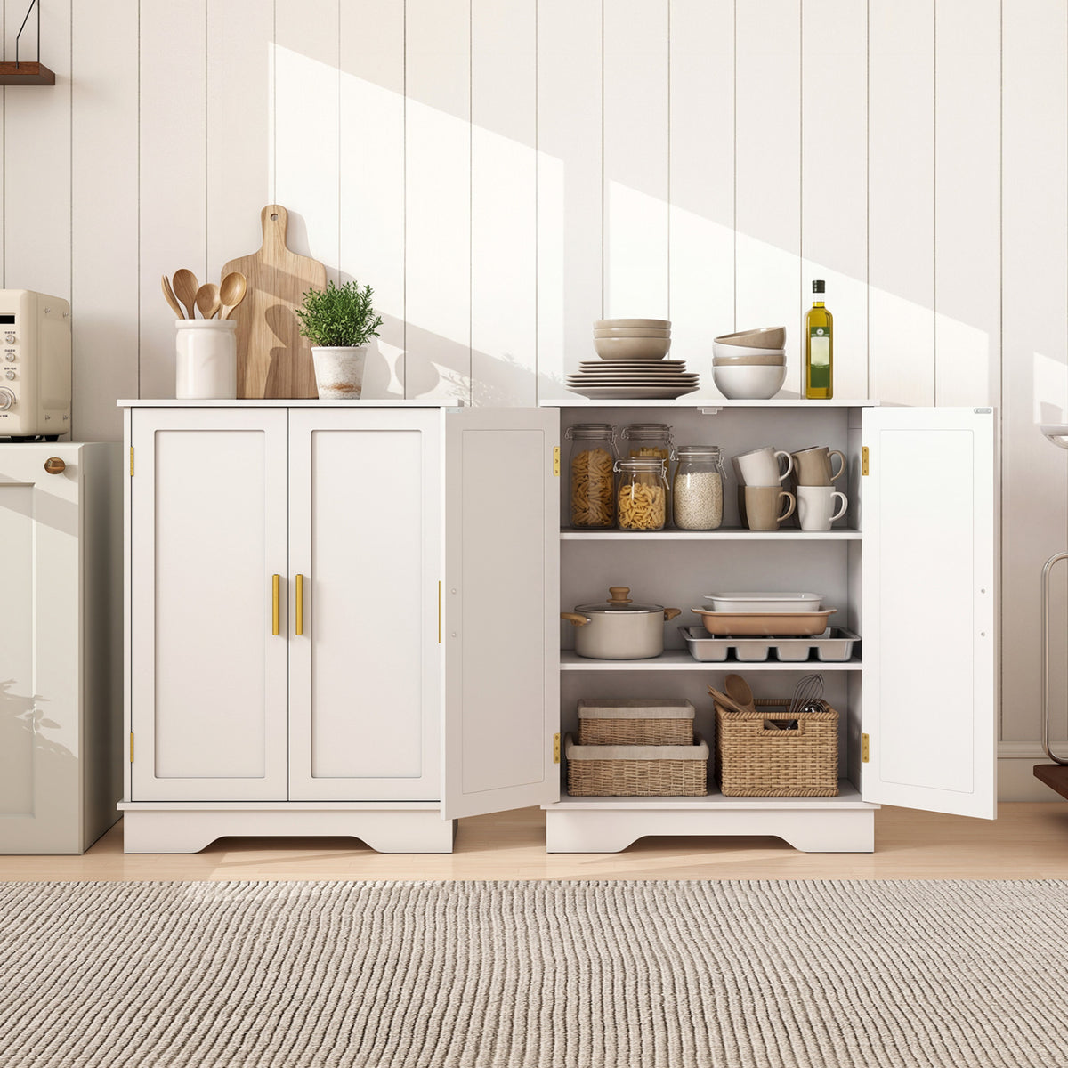 Bathroom Floor Storage Cabinet - White 2-Door 23.5" x 31.5"-Floor Cabinets-DECOROLALA