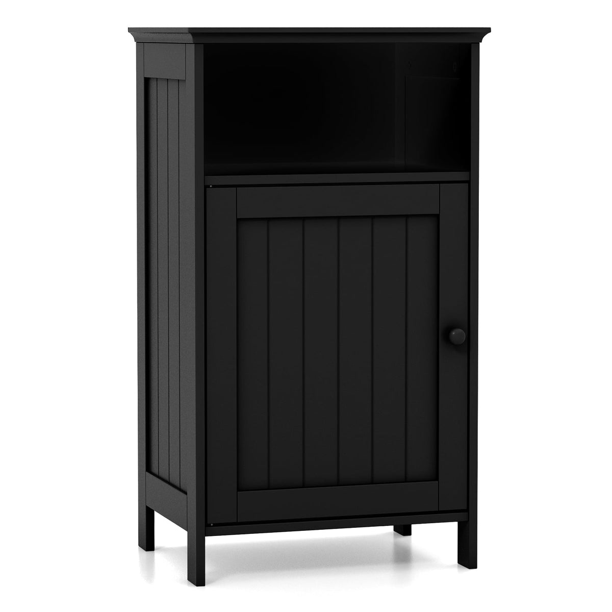 Bathroom Floor Storage Cabinet - White MDF with Adjustable Shelf-Floor Cabinets-DECOROLALA