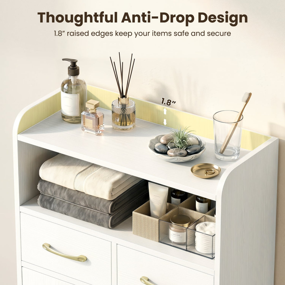 Bathroom Floor Storage Cabinet with 2 Drawers & 2 Doors - White-Floor Cabinets-DECOROLALA