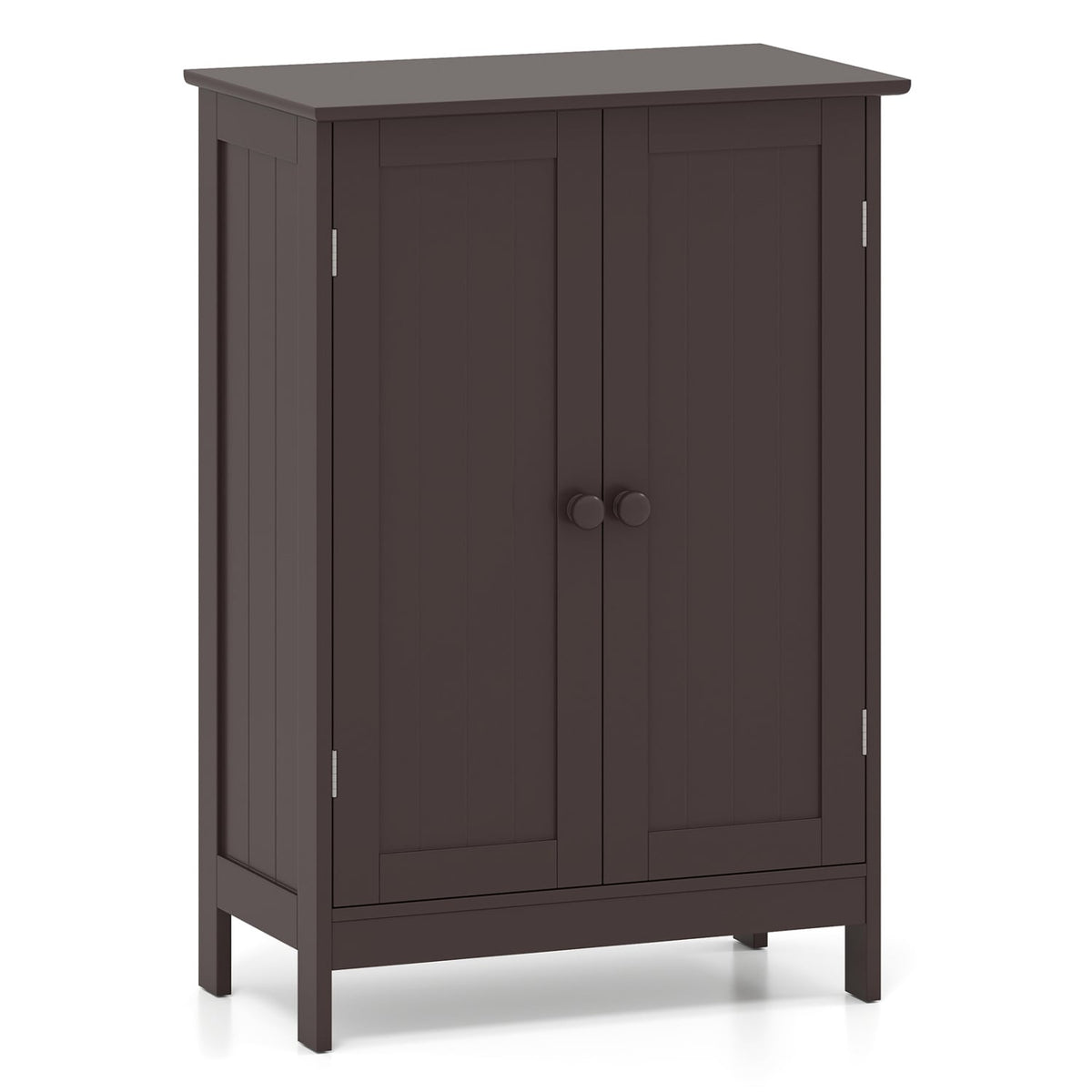 Bathroom Floor Storage Double Door Cupboard Cabinet-Brown-Floor Cabinets-DECOROLALA
