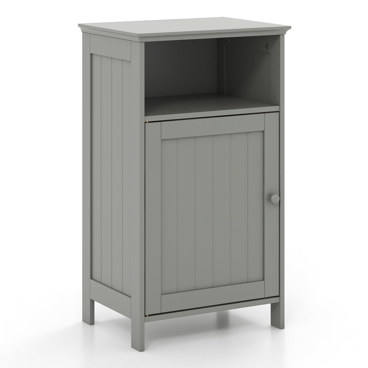 Bathroom Floor Storage Cabinet - Gray MDF Adjustable Shelf 27.5"-Floor Cabinets-DECOROLALA