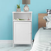 Bathroom Freestanding Adjustable Shelf Floor Storage Cabinet-White-Floor Cabinets-DECOROLALA