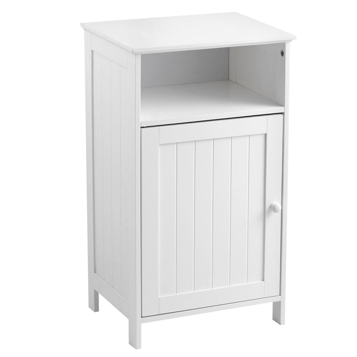 Bathroom Freestanding Adjustable Shelf Floor Storage Cabinet-White-Floor Cabinets-DECOROLALA