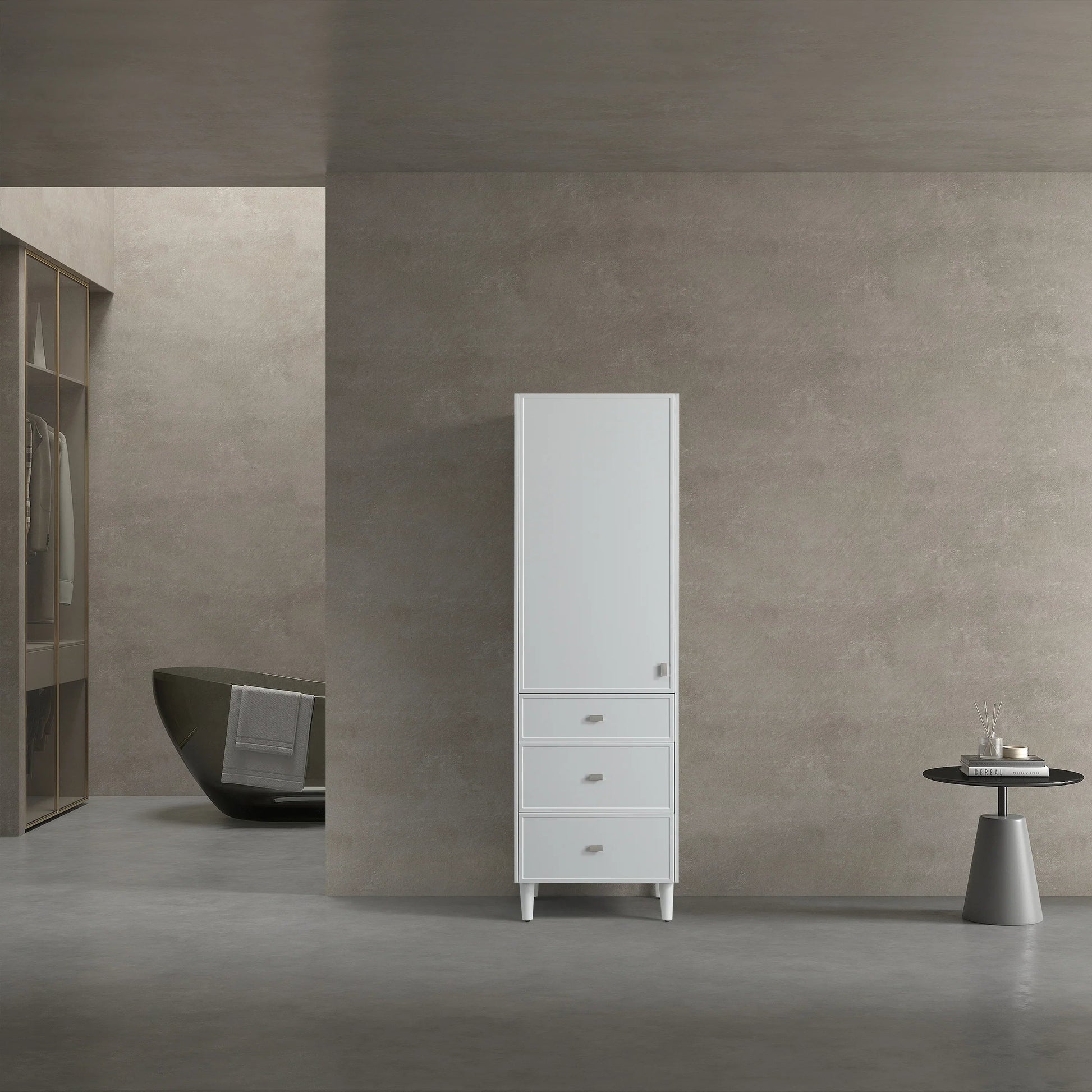 Bathroom Freestanding Linen Cabinet - Hampton Grey-Migration_Bathroom Vanities-DECOROLALA