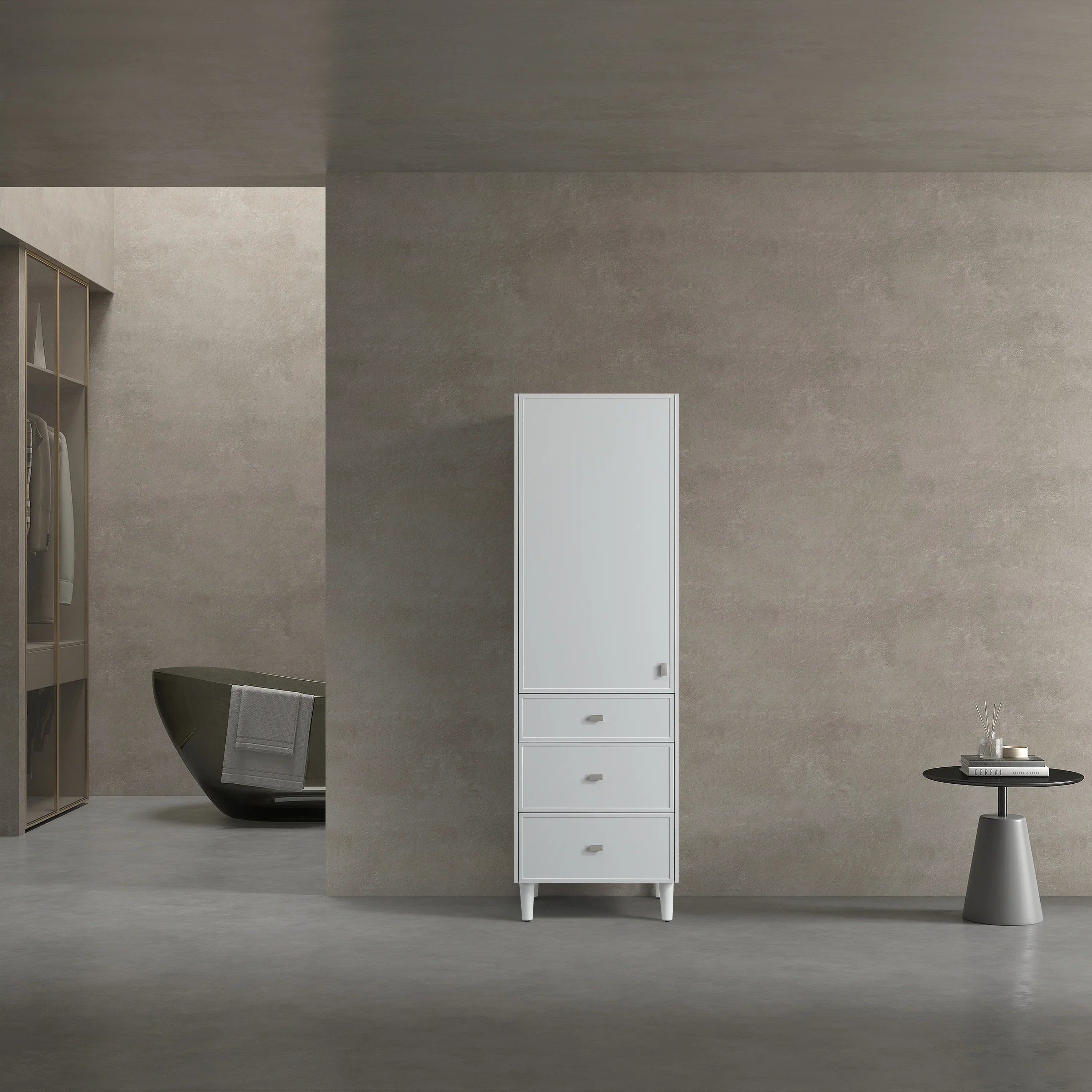 Bathroom Freestanding Linen Cabinet - Hampton Grey-Migration_Bathroom Vanities-DECOROLALA