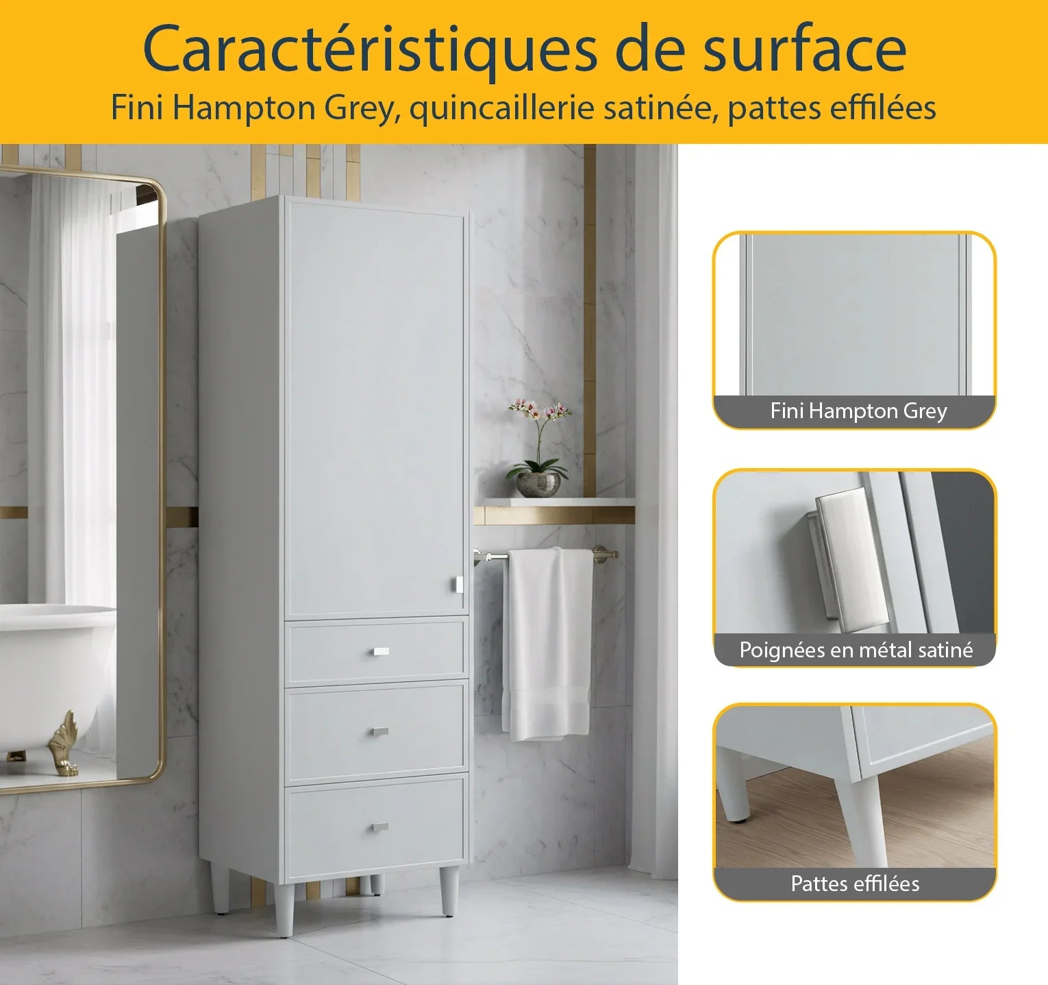 Bathroom Freestanding Linen Cabinet - Hampton Grey-Migration_Bathroom Vanities-DECOROLALA