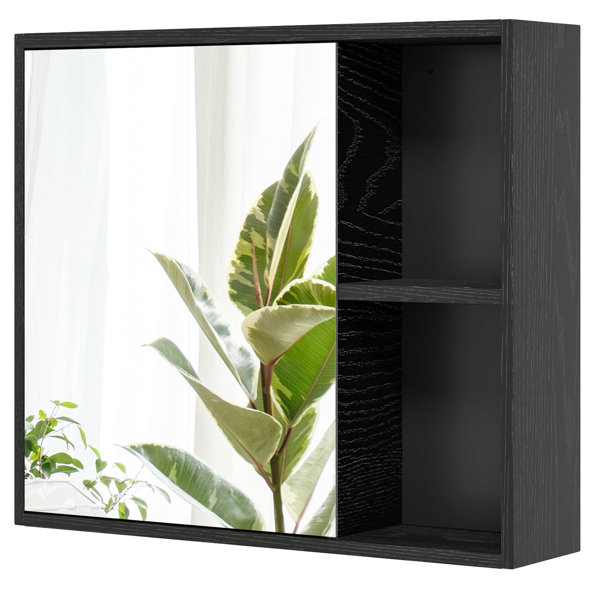 Bathroom Medicine Cabinet with Mirror - Black 25" Wall Mount-Wall Cabinets-DECOROLALA