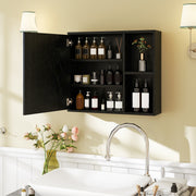 Bathroom Medicine Cabinet with Mirror - Black 25" Wall Mount-Wall Cabinets-DECOROLALA