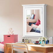 Bathroom Mirror Cabinet Wall Mounted Adjustable Shelf Medicine Storage-White-Wall Cabinets-DECOROLALA