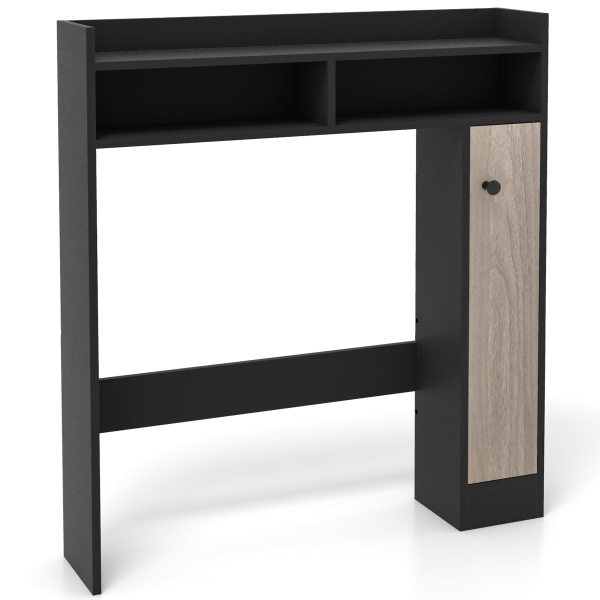 Bathroom Over the Toilet Floor Storage Organizer with Adjustable Shelves-Black-Over the Toilet Storage-DECOROLALA