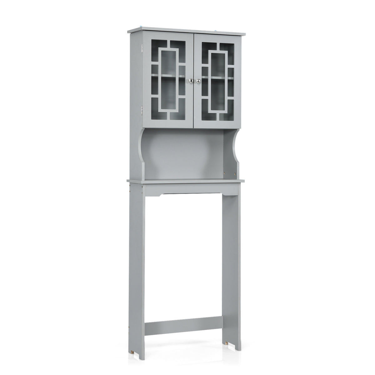 Bathroom Spacesaver Organizer with Adjustable Shelf-Gray-Over the Toilet Storage-DECOROLALA