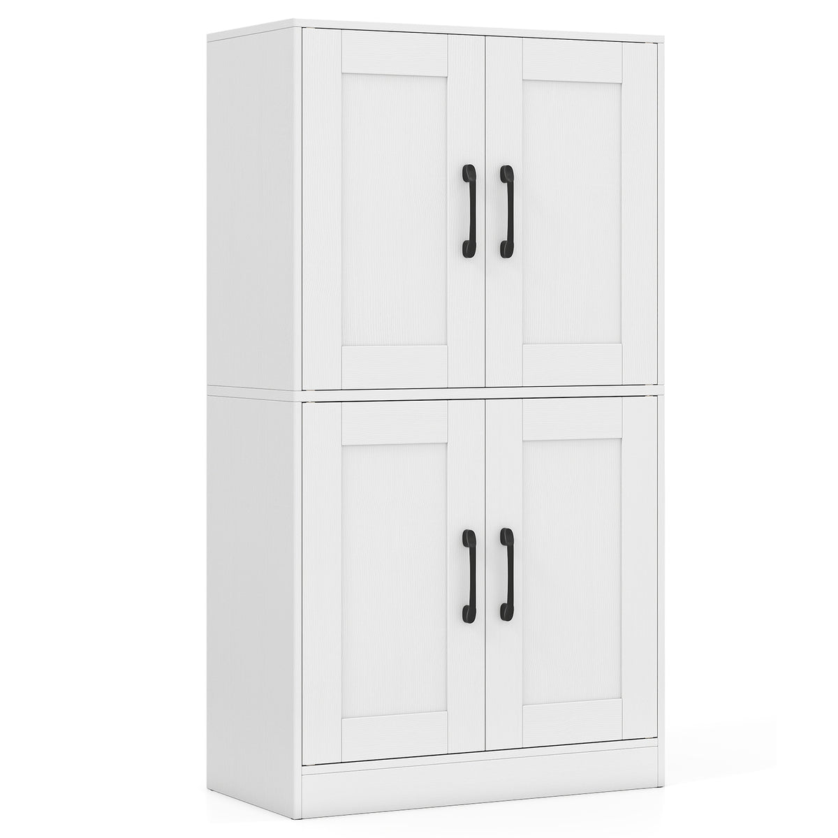 Bathroom Storage Cabinet - 43.5" White Wood with Adjustable Shelves-Floor Cabinets-DECOROLALA