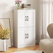 Bathroom Storage Cabinet - 43.5" White Wood with Adjustable Shelves-Floor Cabinets-DECOROLALA