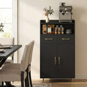 Bathroom Storage Cabinet - Black 2-Drawer Floor Cupboard 24"W-Floor Cabinets-DECOROLALA
