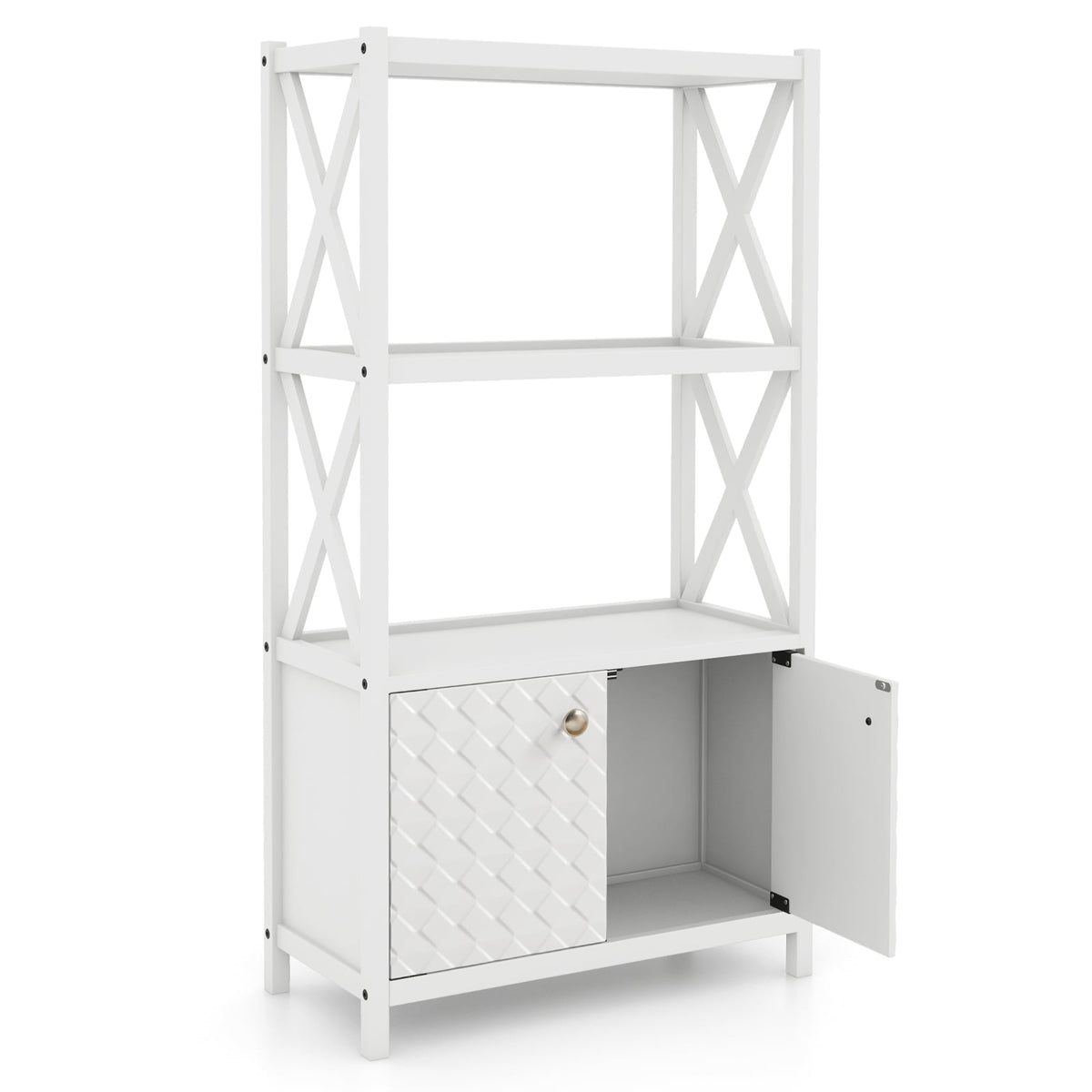 Bathroom Storage Cabinet - White 25" Wood Floor Organizer-Floor Cabinets-DECOROLALA