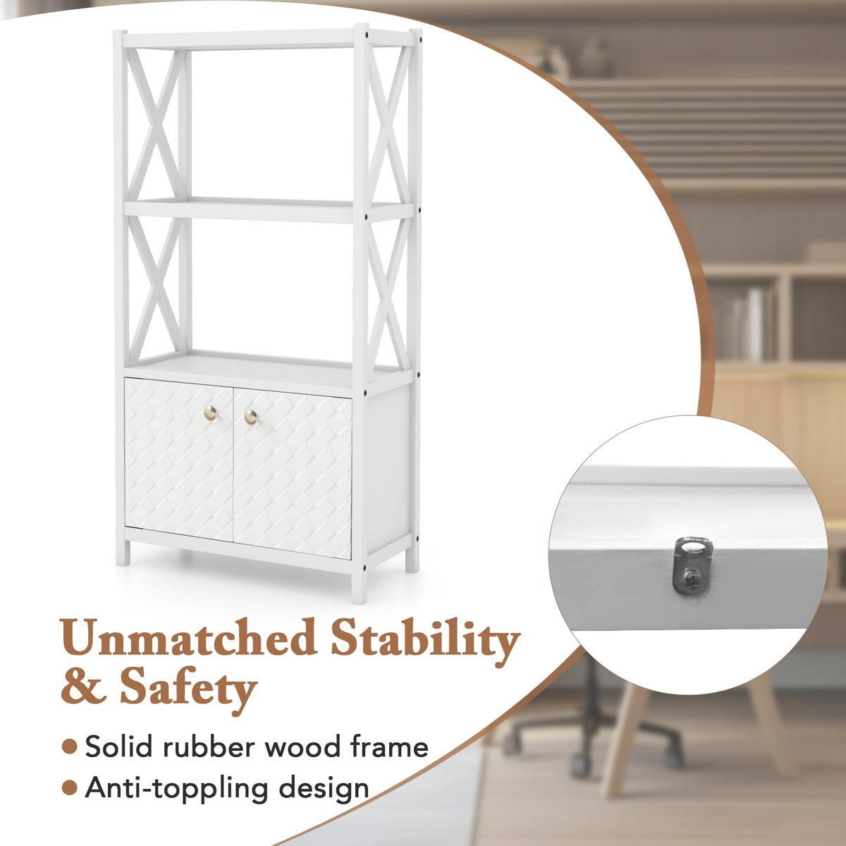 Bathroom Storage Cabinet - White 25" Wood Floor Organizer-Floor Cabinets-DECOROLALA