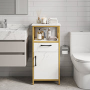 Bathroom Storage Cabinet - White & Gold Marble 14" x 31"-Floor Cabinets-DECOROLALA