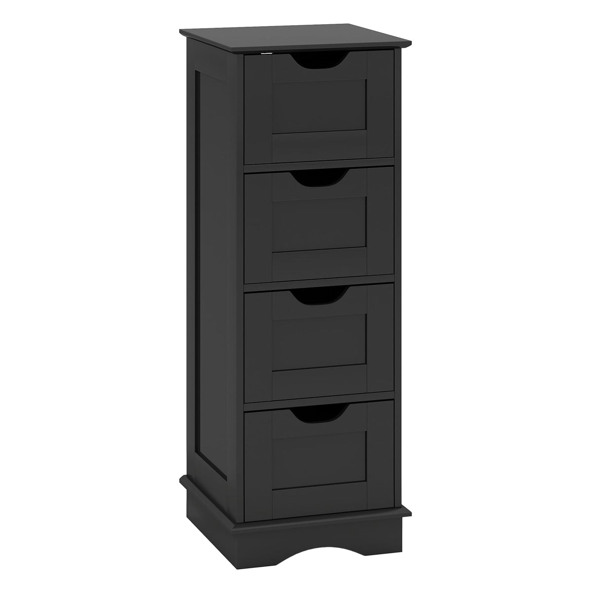 Bathroom Storage Cabinet with 4 Drawers - Black 12" x 32" MDF-Floor Cabinets-DECOROLALA
