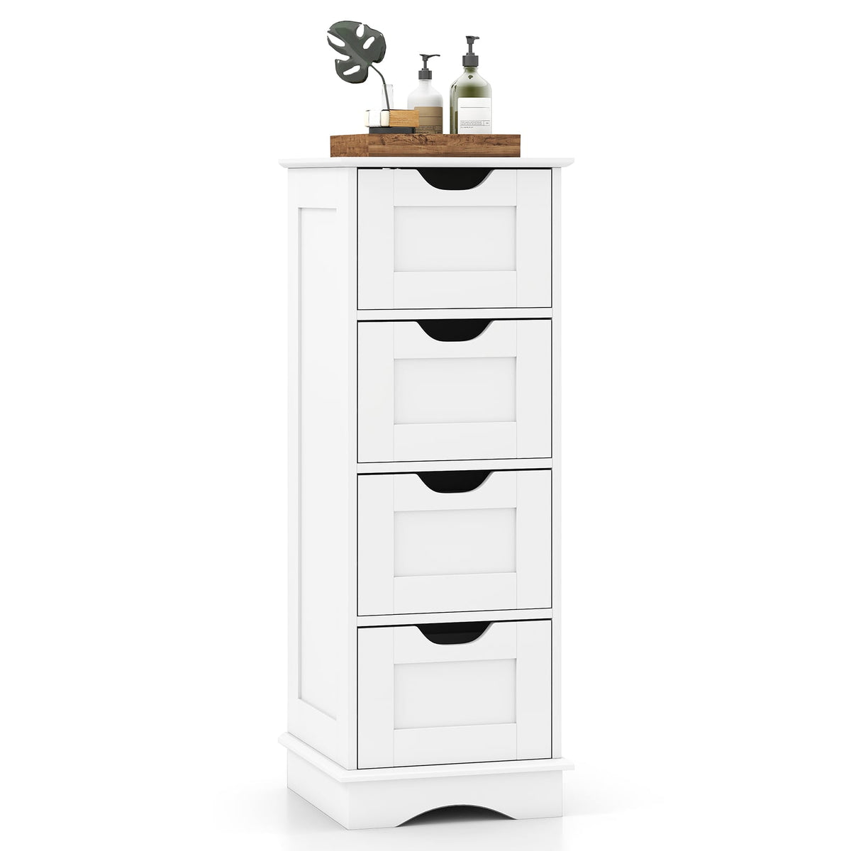 Bathroom Storage Cabinet with 4 Drawers - White 12" x 12" x 32"-Floor Cabinets-DECOROLALA