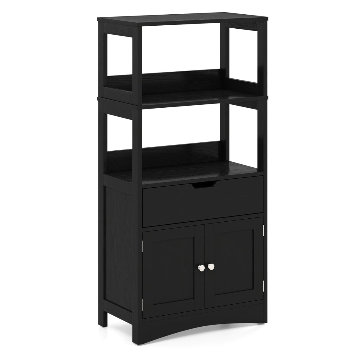 Bathroom Storage Cabinet with Drawer and Shelf Floor Cabinet-Black-Floor Cabinets-DECOROLALA