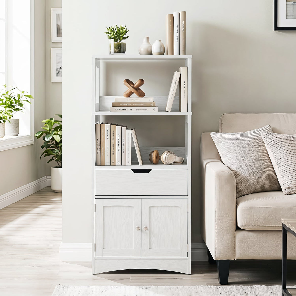 Bathroom Storage Cabinet with Drawer and Shelf Floor Cabinet-Floor Cabinets-DECOROLALA