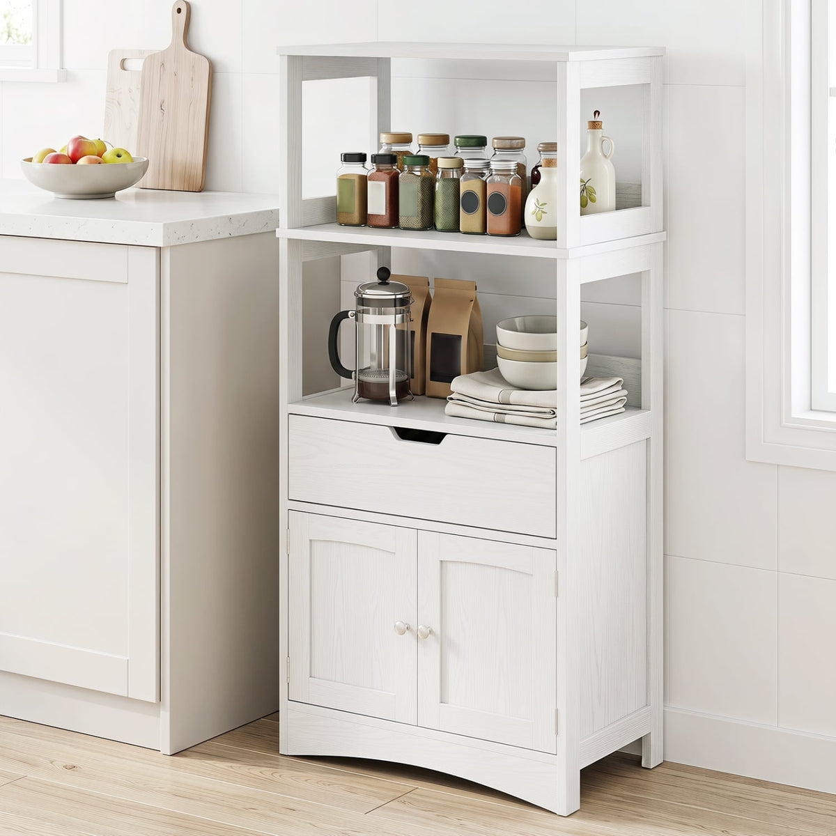 Bathroom Storage Cabinet with Drawer and Shelf Floor Cabinet-Floor Cabinets-DECOROLALA