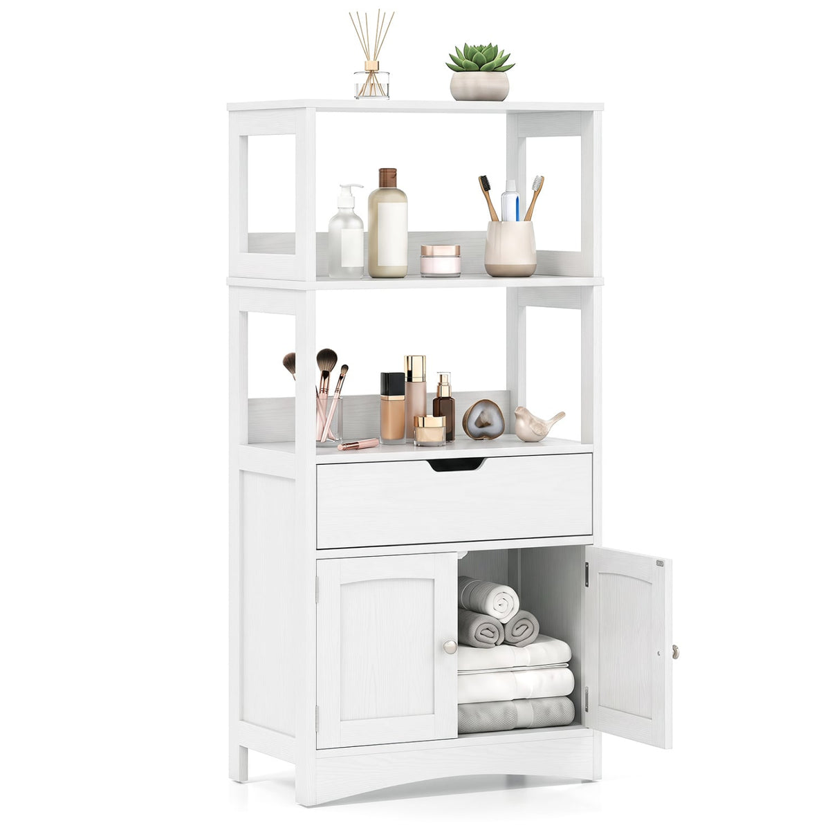 Bathroom Storage Cabinet with Drawer and Shelf Floor Cabinet-Floor Cabinets-DECOROLALA