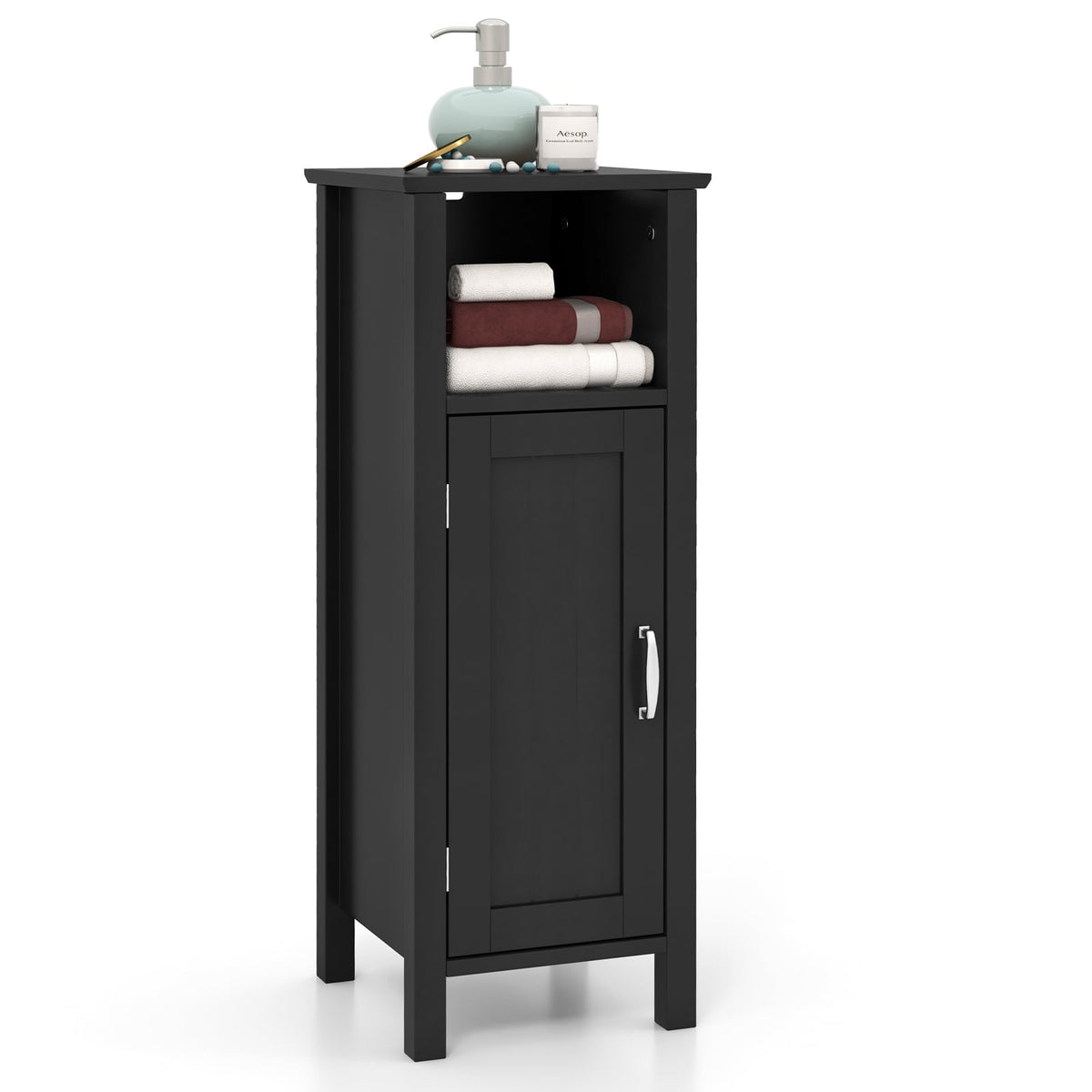 Bathroom Floor Cabinet - Black 2-Tier Storage Organizer 31.5"-Floor Cabinets-DECOROLALA