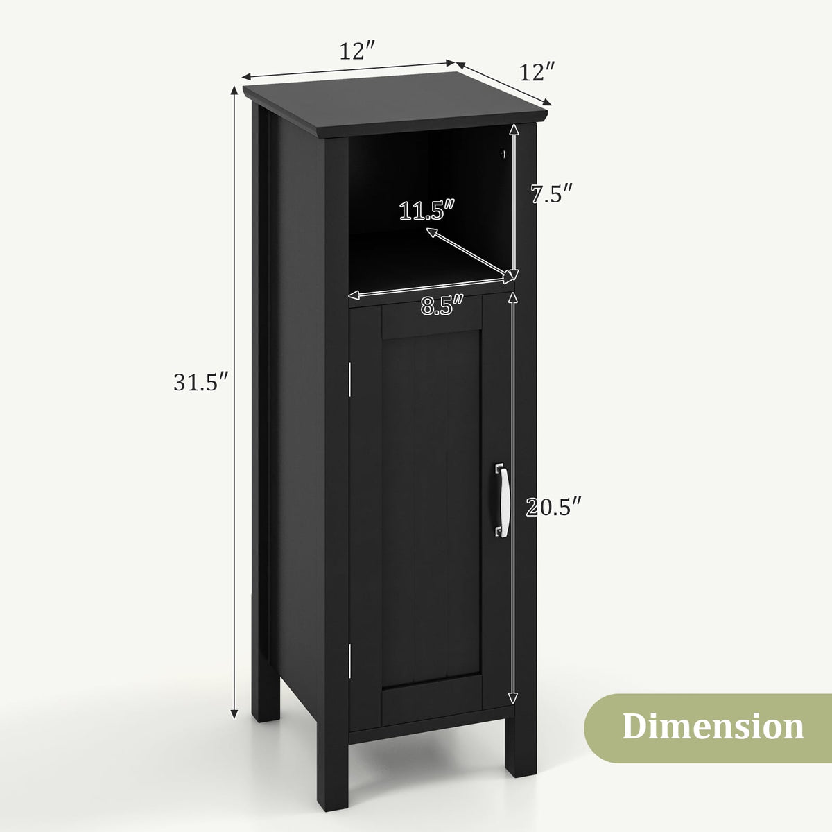 Bathroom Floor Cabinet - Black 2-Tier Storage Organizer 31.5"-Floor Cabinets-DECOROLALA