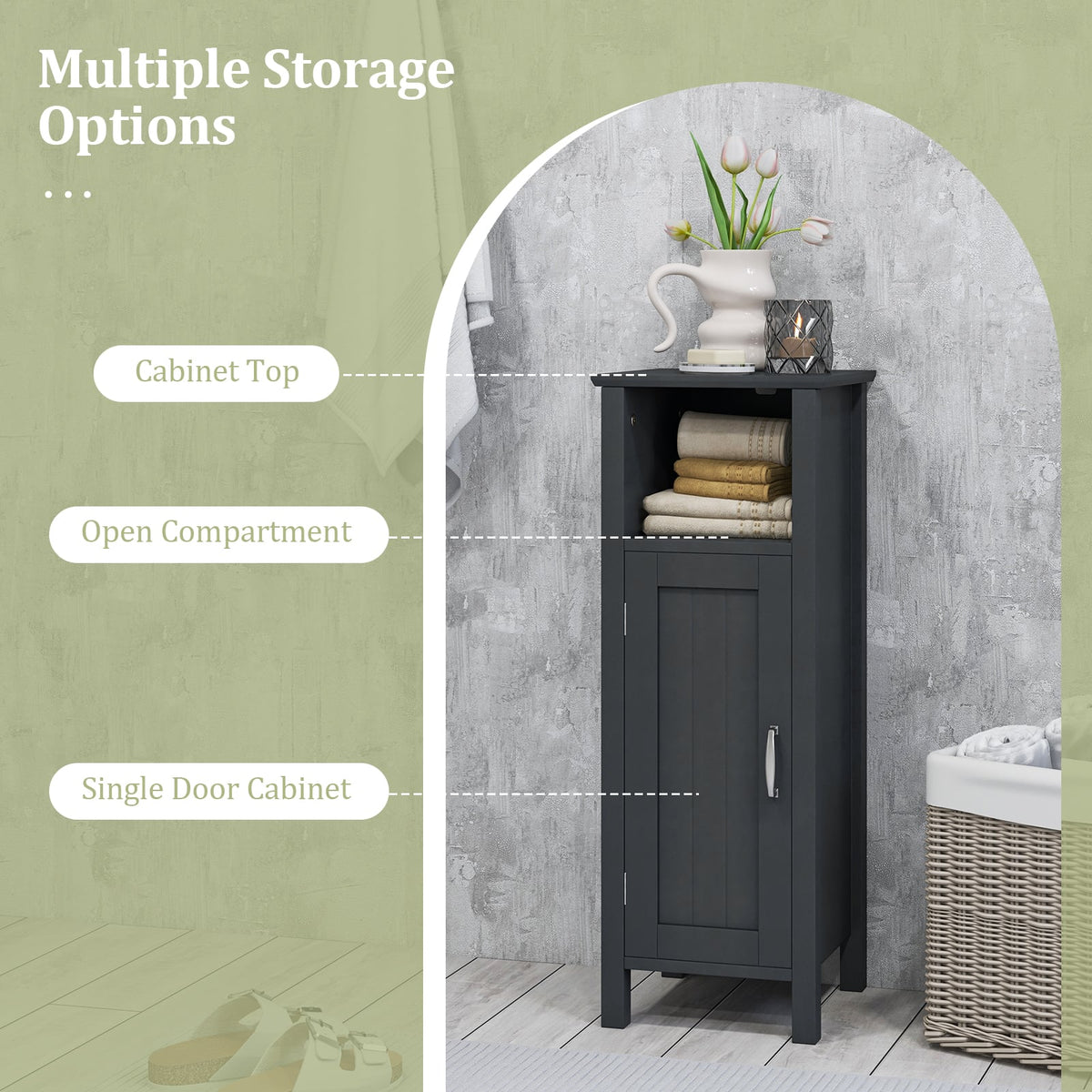 Bathroom Floor Cabinet - Black 2-Tier Storage Organizer 31.5"-Floor Cabinets-DECOROLALA