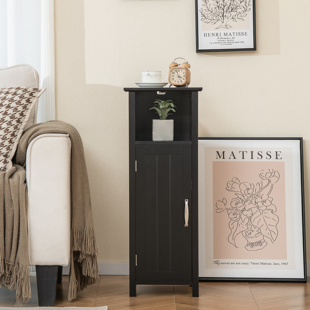 Bathroom Floor Cabinet - Black 2-Tier Storage Organizer 31.5"-Floor Cabinets-DECOROLALA