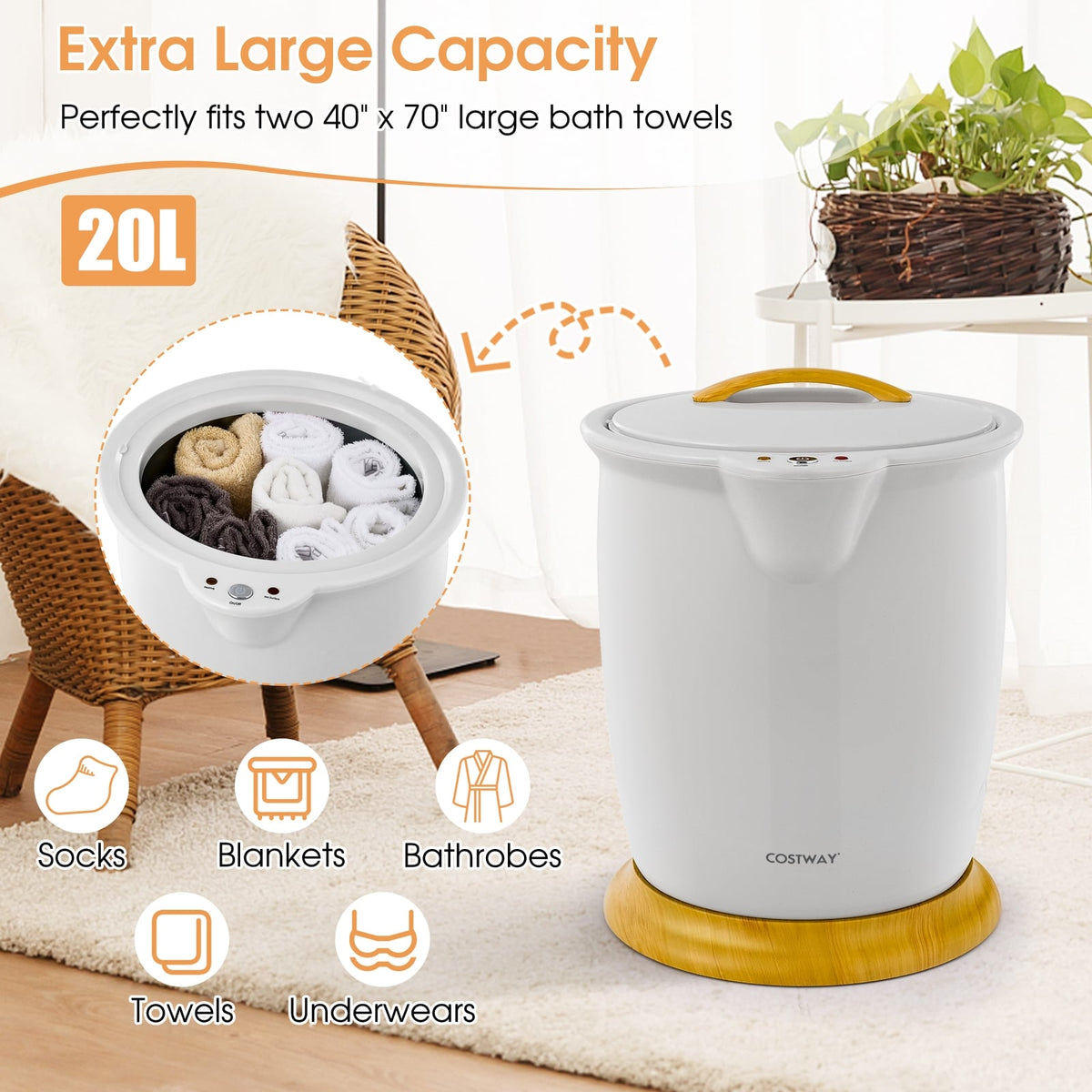 Bathroom Towel Warmer Bucket - 20L Large Capacity Gray-Dryers-DECOROLALA