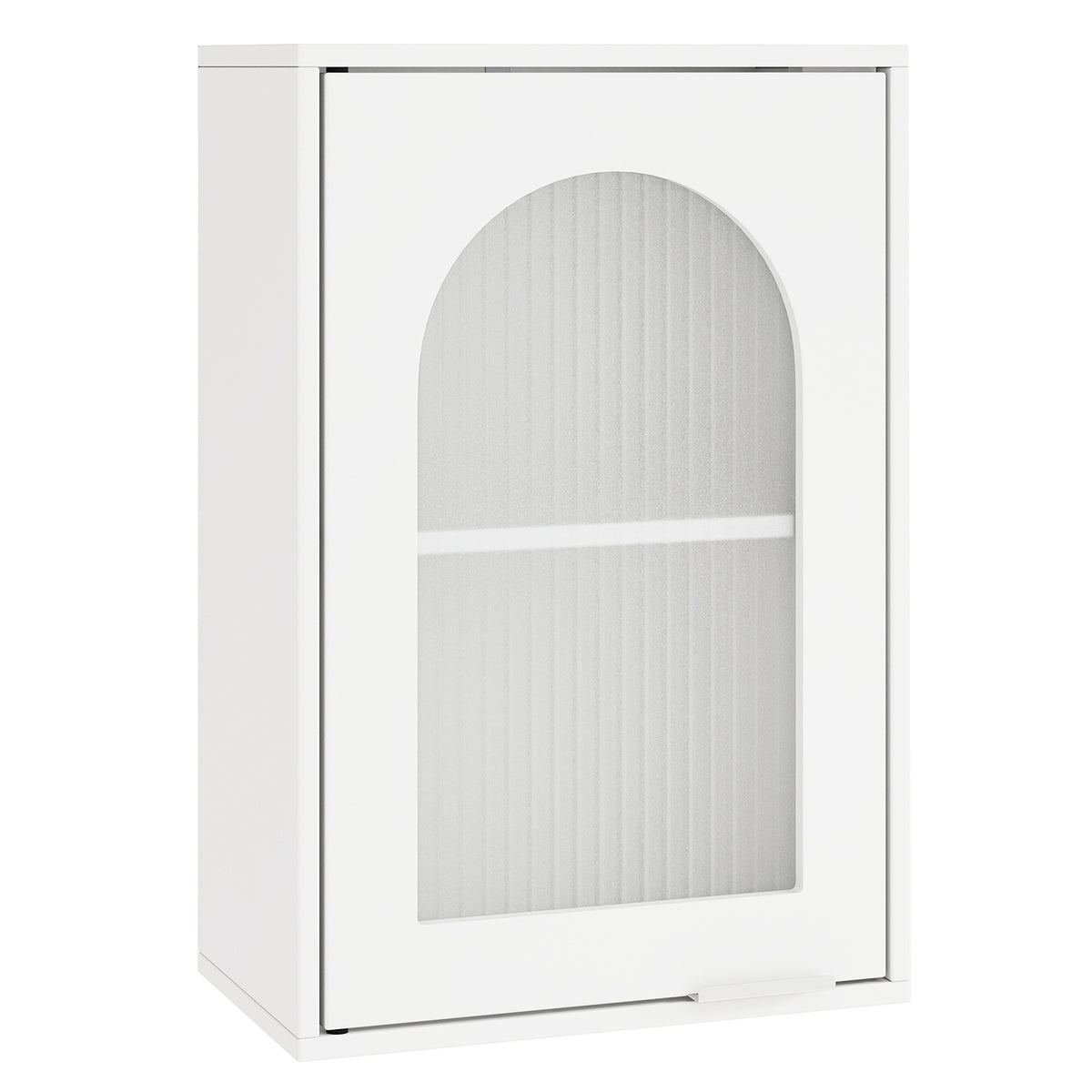 Bathroom Wall Cabinet - White 14" x 8" Tempered Glass Door-Wall Cabinets-DECOROLALA