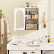 Bathroom Wall Cabinet - White 14" x 8" Tempered Glass Door-Wall Cabinets-DECOROLALA