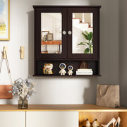 Bathroom Wall Mount Mirror Cabinet Organizer-Brown-Wall Cabinets-DECOROLALA