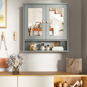 Bathroom Wall Mount Mirror Cabinet Organizer-Gray-Wall Cabinets-DECOROLALA