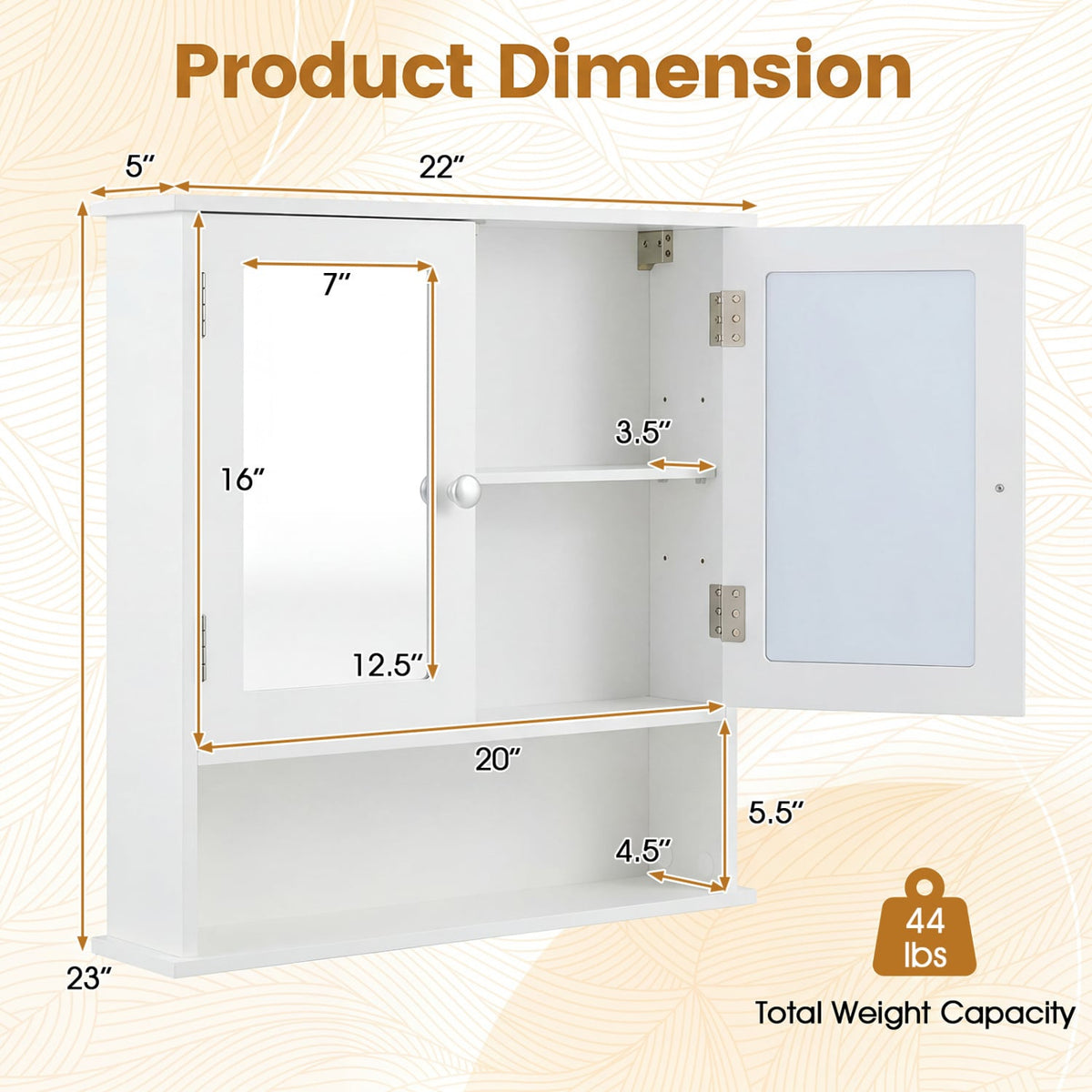 Bathroom Wall Mount Mirror Cabinet Organizer-White-Wall Cabinets-DECOROLALA