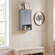 Bathroom Wall Mount Storage Cabinet Single Door with Height Adjustable Shelf-Gray-Wall Cabinets-DECOROLALA