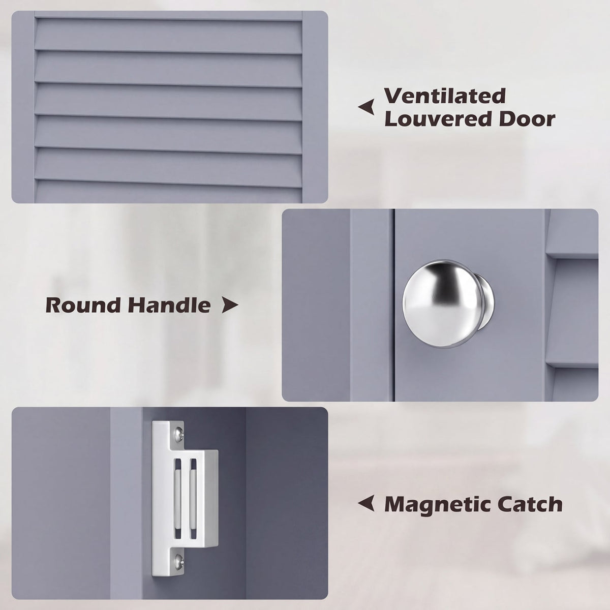 Bathroom Wall Mount Storage Cabinet Single Door with Height Adjustable Shelf-Gray-Wall Cabinets-DECOROLALA