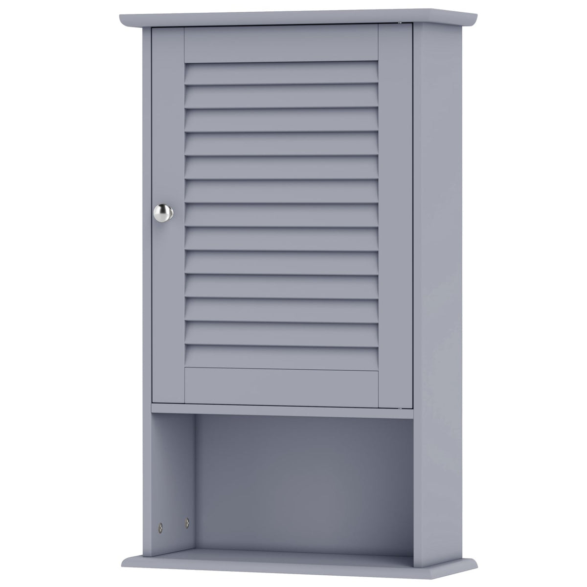 Bathroom Wall Mount Storage Cabinet Single Door with Height Adjustable Shelf-Gray-Wall Cabinets-DECOROLALA