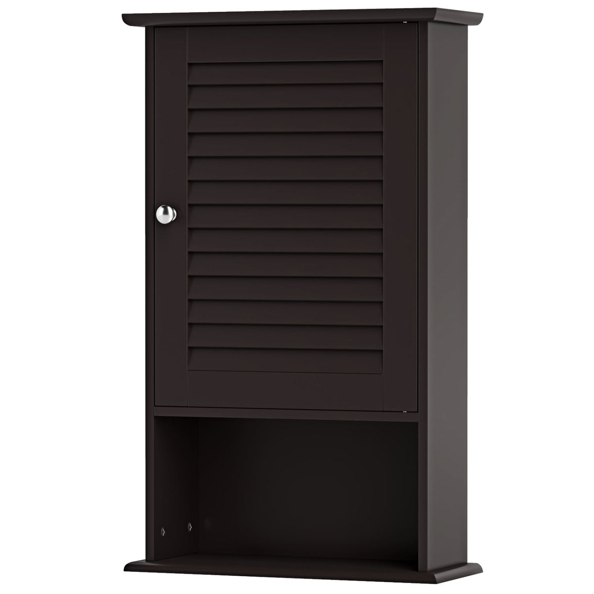 Bathroom Wall Cabinet - Rustic Brown Louver Door Storage 27.5"H-Wall Cabinets-DECOROLALA