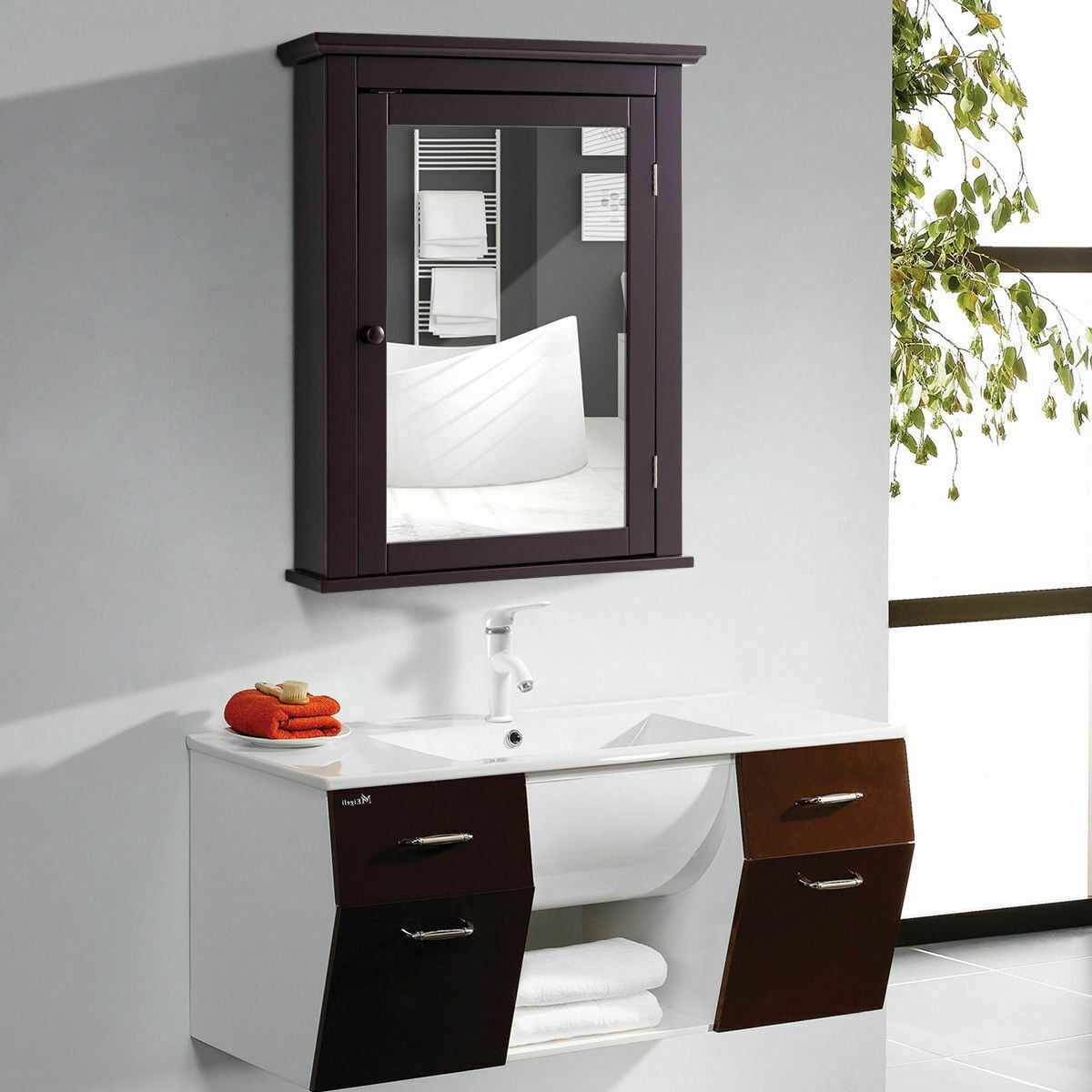 Bathroom Wall Mounted Storage Mirror Medicine Cabinet-Wall Cabinets-DECOROLALA