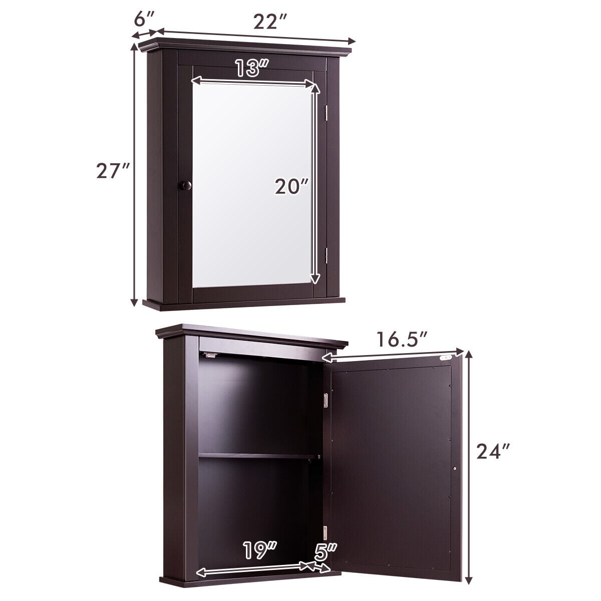 Bathroom Wall Mounted Storage Mirror Medicine Cabinet-Wall Cabinets-DECOROLALA